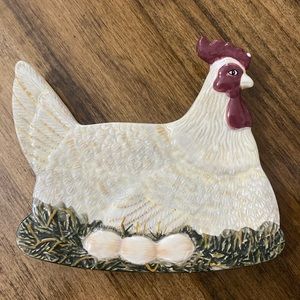 VINTAGE Warren Kimble Boston Warehouse Hen Eggs Trinket Soap Dish Chicken Farm
